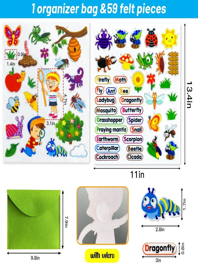 PENGFULL Felt Flannel Board Story Pieces for Toddlers Preschool,Kids Interactive Storytelling Teaching Play Kits for Flannel Board,with Words Felt Pieces(Insect Butterfly) - Image 2